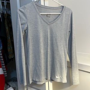 Nike long sleeve grey v-neck